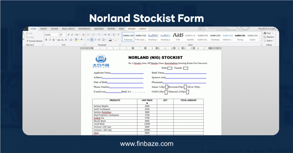 Norland Stockist Form